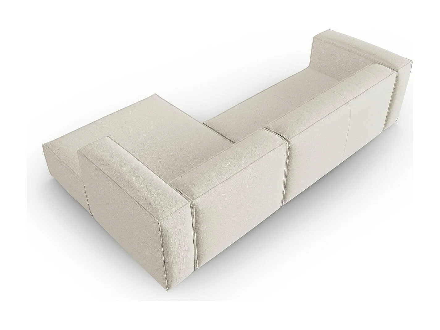 Cosmopolitan Design - 4-Sitzer Ecksofa rechts "Mackay" aus strukturiertem Samt elfenbein - 282x166x73cm