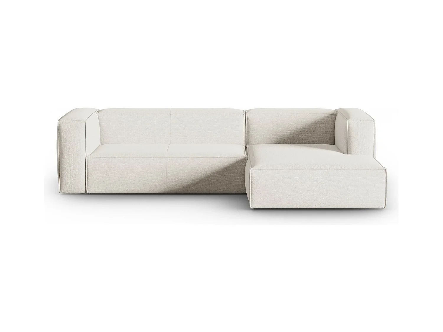 Cosmopolitan Design - Rechter hoekbank "Mackay" 4 zitplaatsen, Gestructureerd fluweel, Ivoor - 282x166x73cm