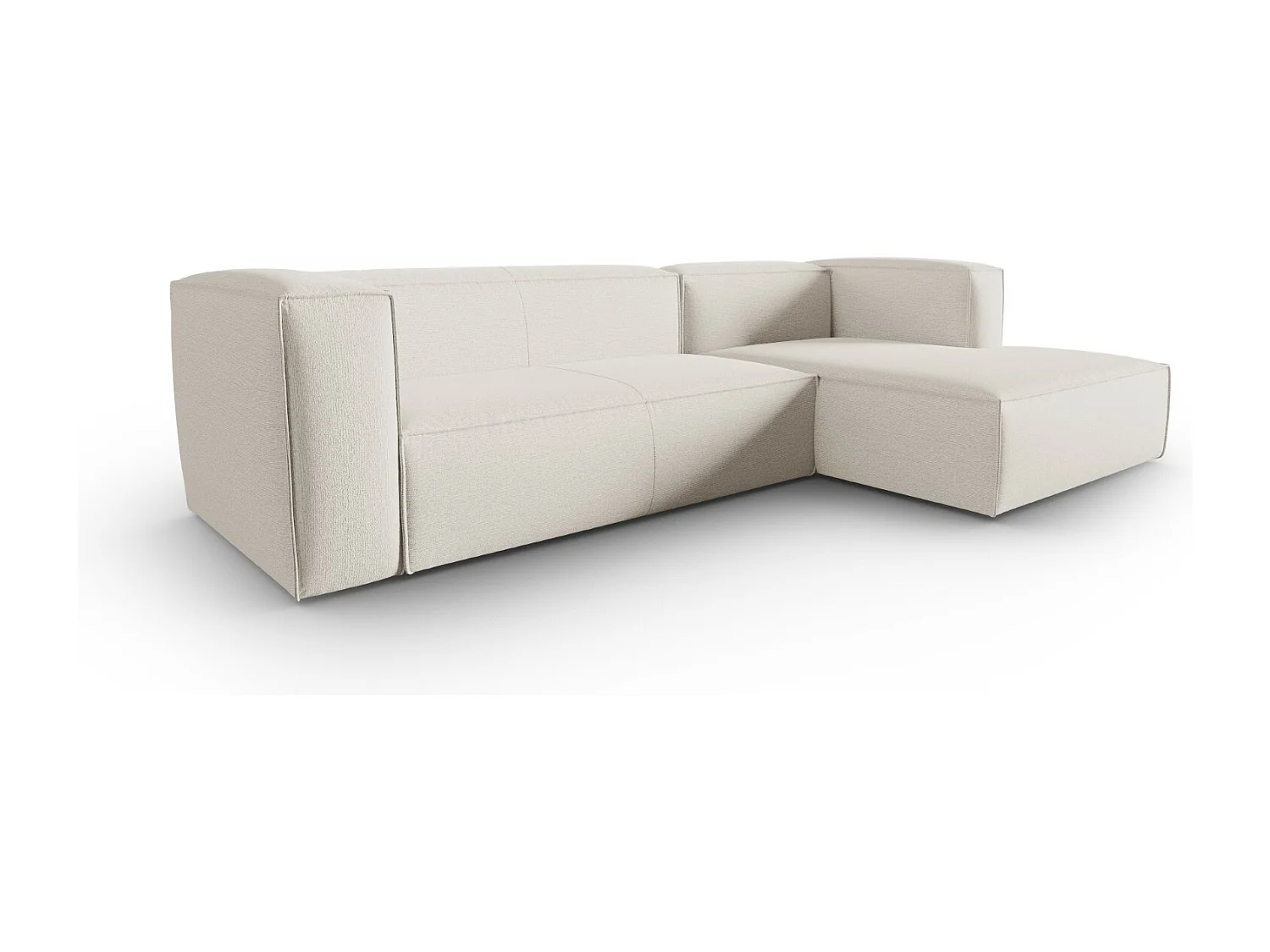 Cosmopolitan Design - Sofá esquinero derecho "Mackay" 4 plazas de terciopelo estructurado marfil - 282x166x73cm