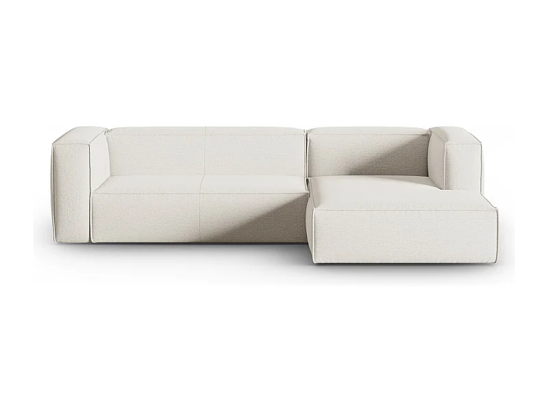 Cosmopolitan Design - Sofá de canto direito "Mackay" 4 lugares em veludo estruturado marfim - 282x166x73cm