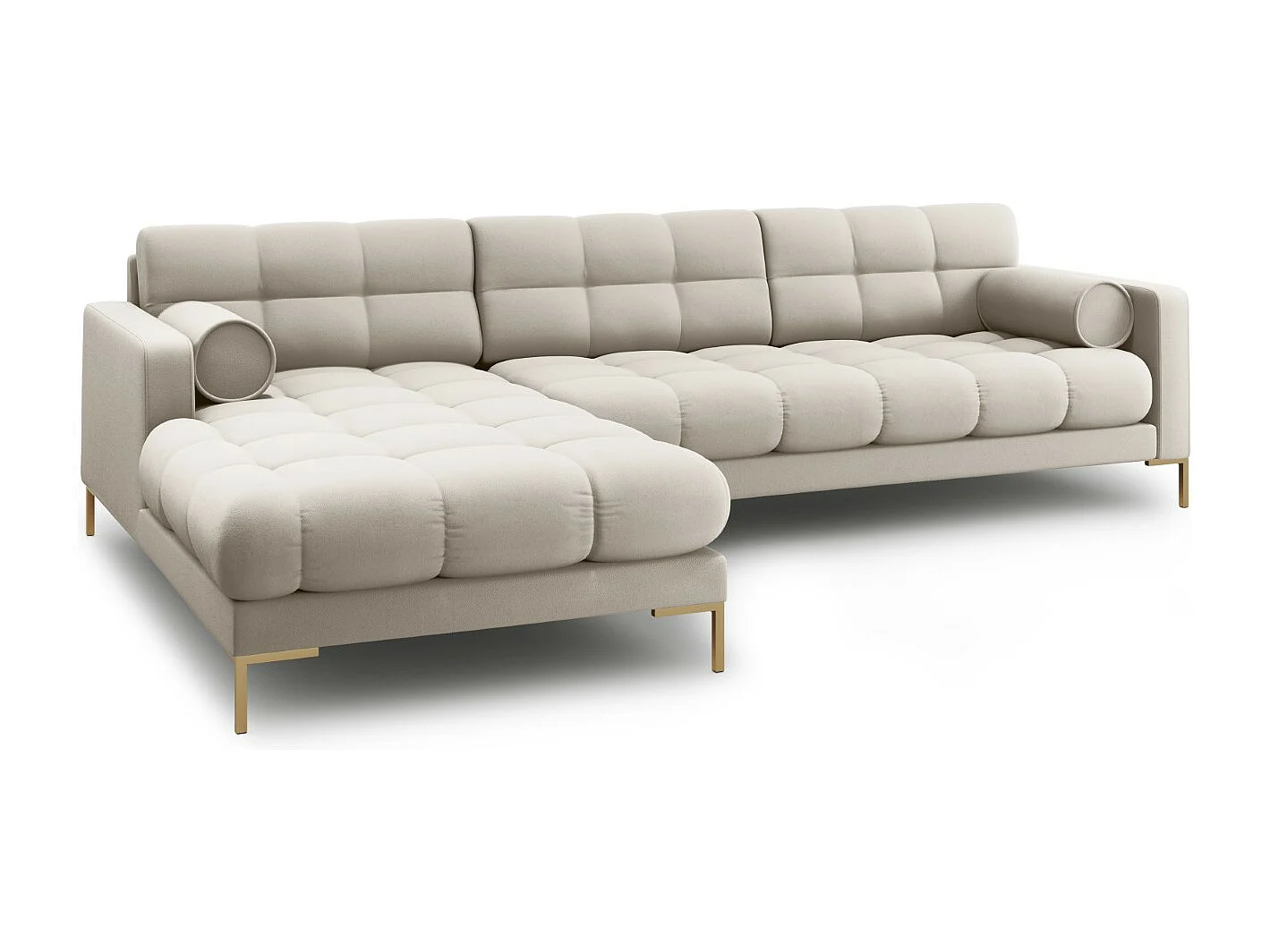 Cosmopolitan Design - Sofá de canto esquerdo "Bali" 5 lugares em tecido estrutural bege - 293x185x75cm