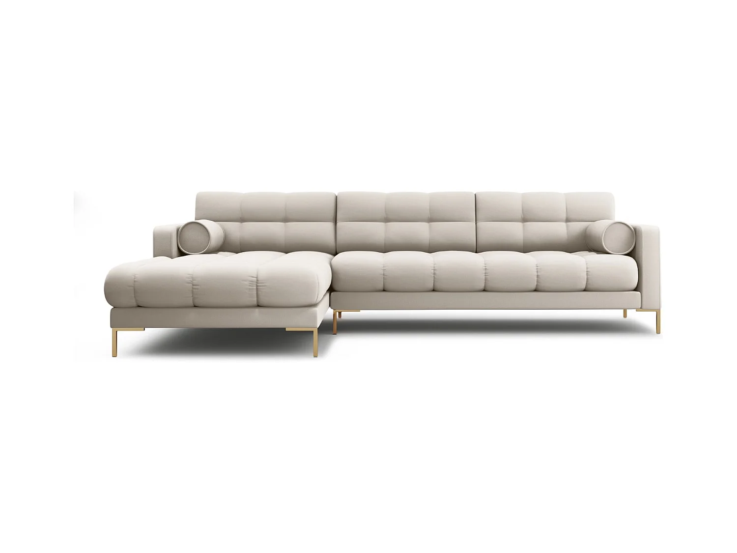 Cosmopolitan Design - Canapé d'angle gauche "Bali" 5 places en tissu structurel beige - 293x185x75cm
