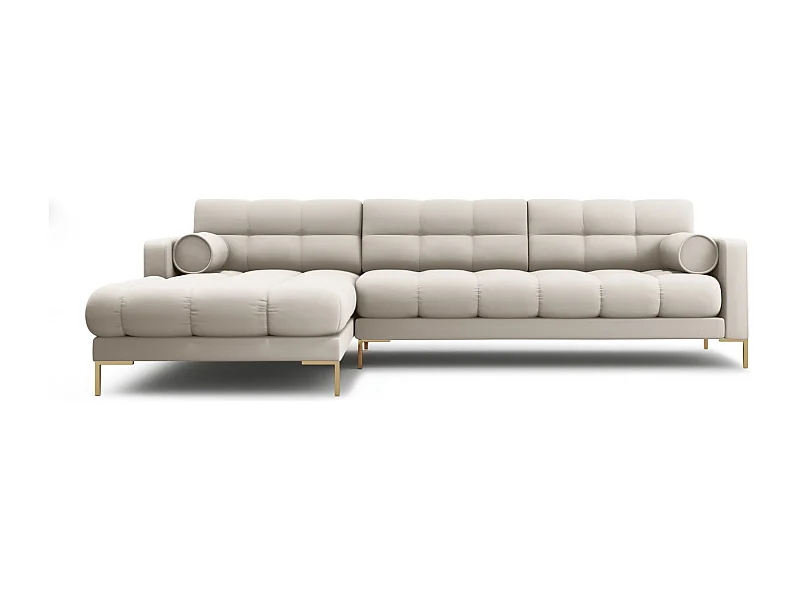 Cosmopolitan Design - Sofá de canto esquerdo "Bali" 5 lugares em tecido estrutural bege - 293x185x75cm