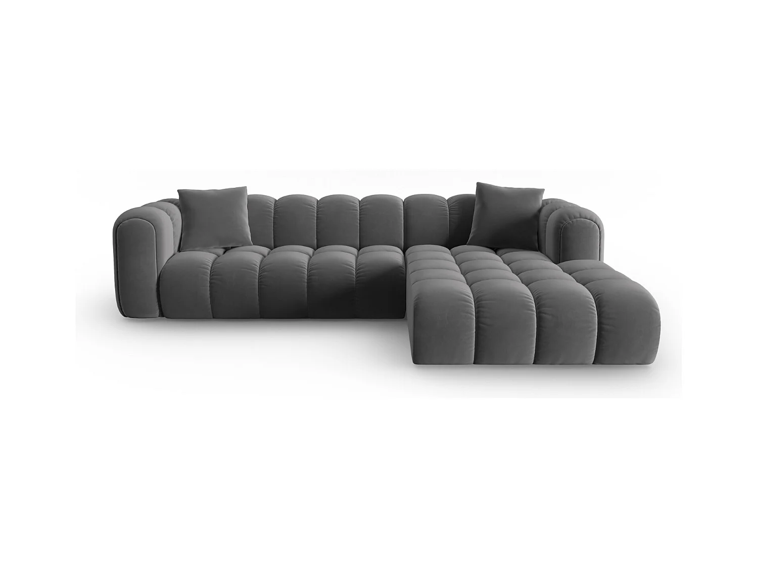 CXL by Christian Lacroix - Modulaire hoekbank rechts "Clotilde" 4 zitplaatsen, Flueel, Cement - 306x190x70cm
