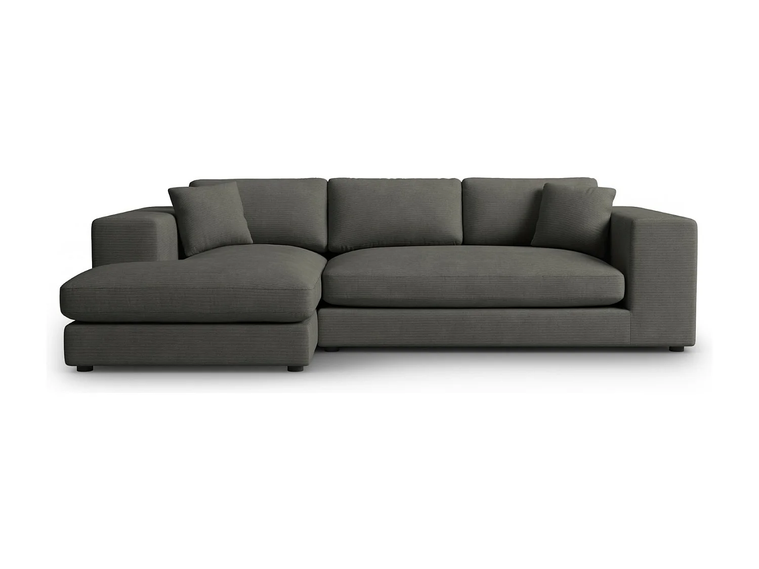 CXL by Christian Lacroix - 5-Sitzer Ecksofa links "Tendance" Sitzer aus Cord dunkelgrau - 282x174x72cm