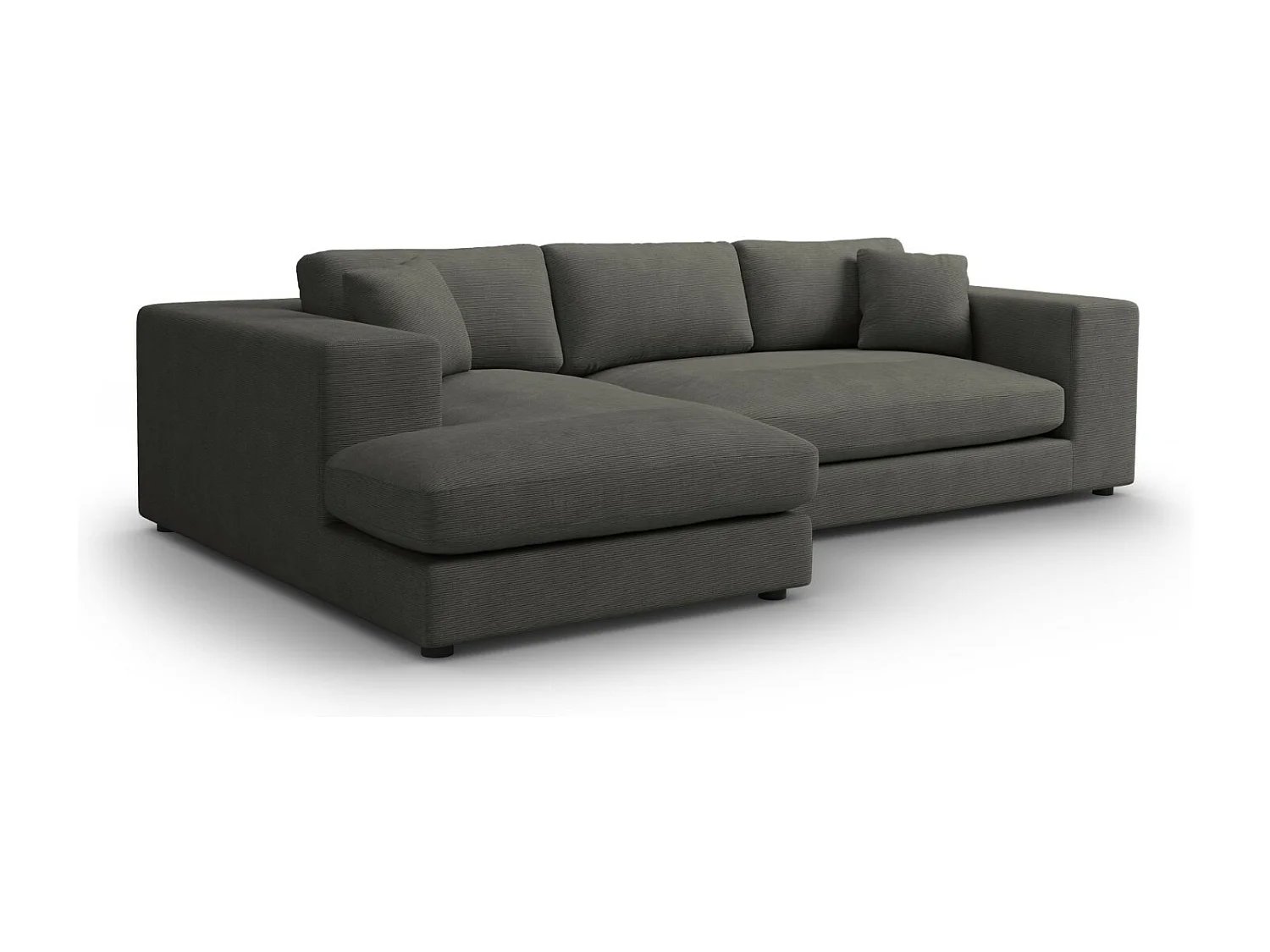 CXL by Christian Lacroix - 5-Sitzer Ecksofa links "Tendance" Sitzer aus Cord dunkelgrau - 282x174x72cm
