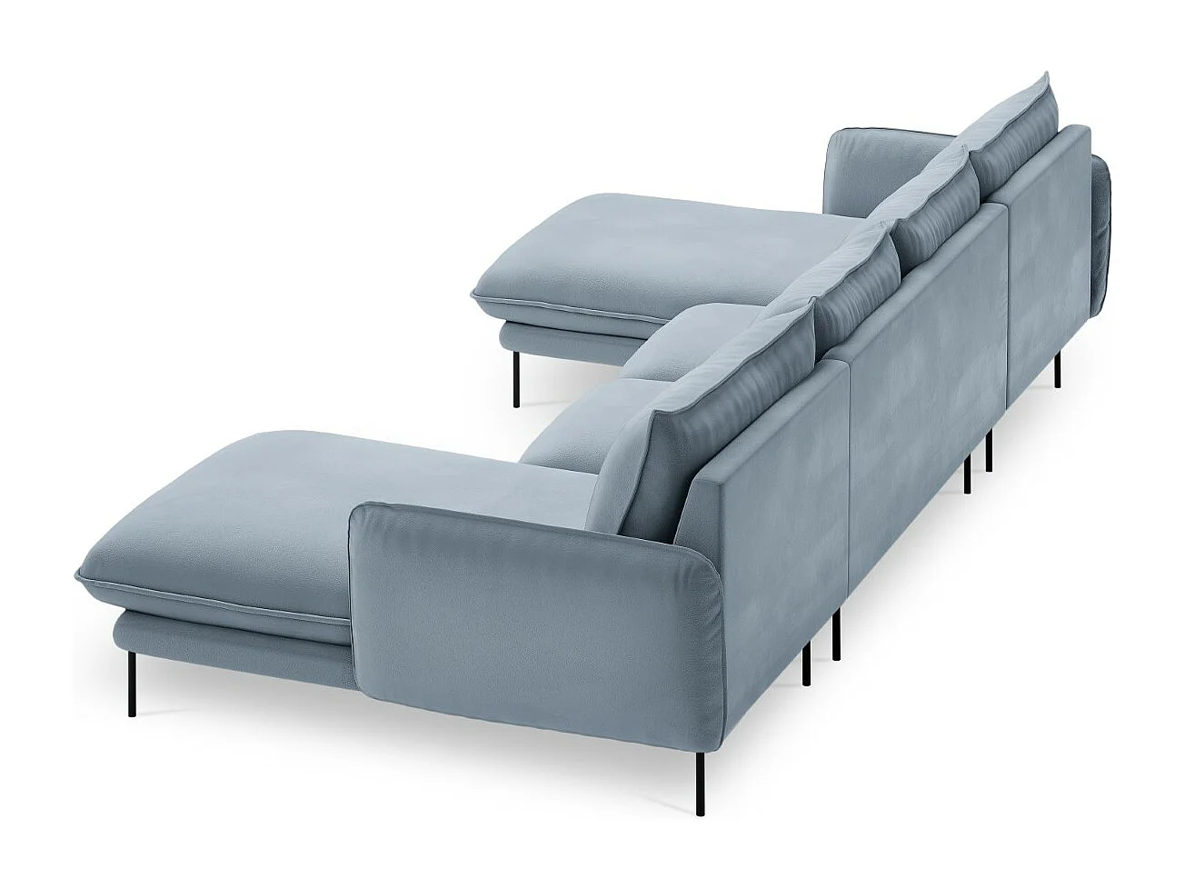 Cosmopolitan Design - Sofá panorámico "Vienna" 6 plazas de terciopelo azul claro - 350x170x95cm