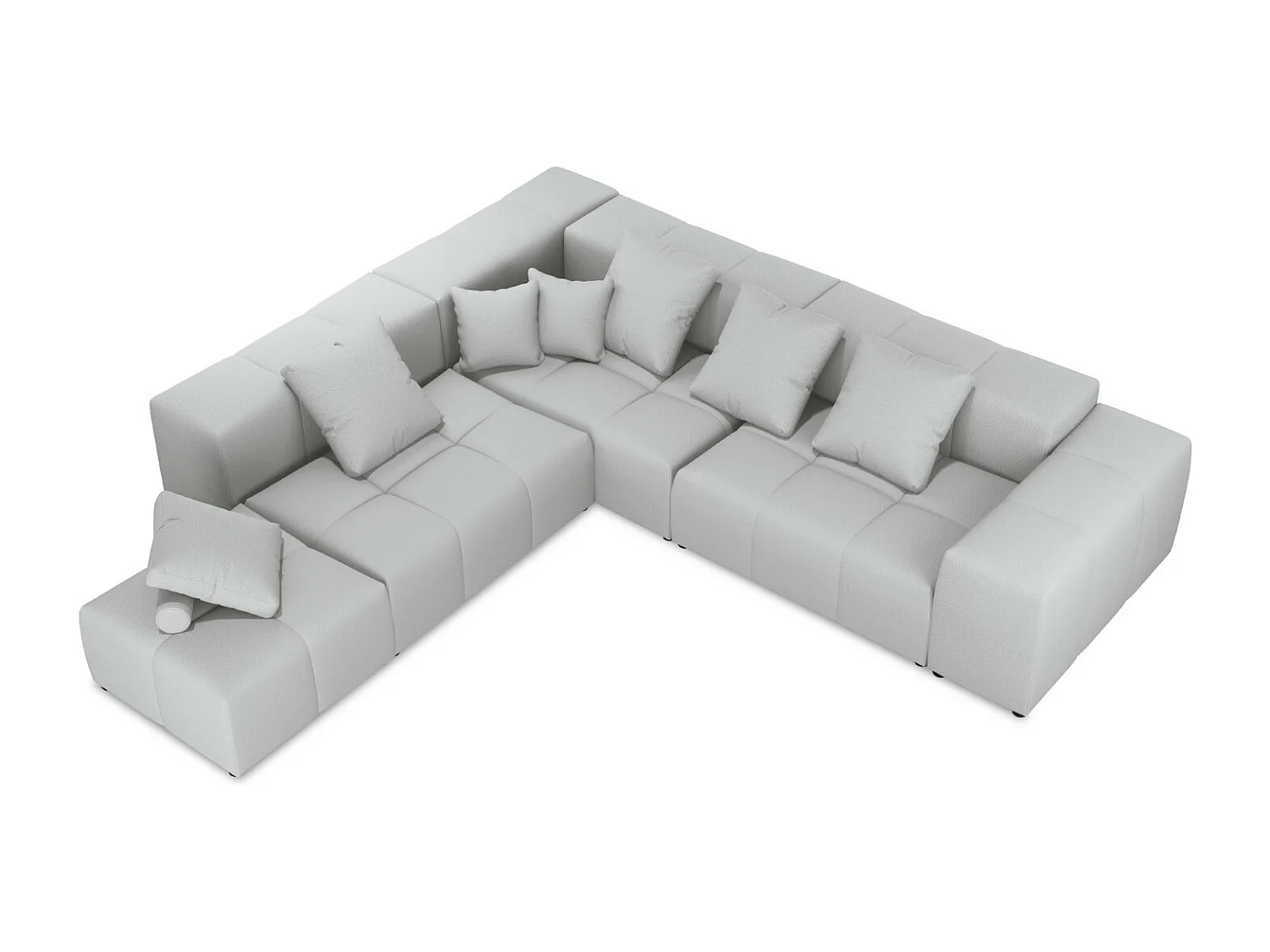 Cosmopolitan Design - Divano angolare modulare reversibile "Rome" 7 posti in tessuto strutturato grigio chiaro - 320x320x75cm