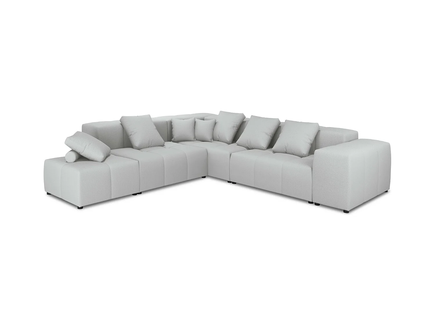 Cosmopolitan Design - Symmetrische modulaire hoekbank "Rome" 7 zitplaatsen, Structurele stof, Lichtgrijs - 320x320x75cm