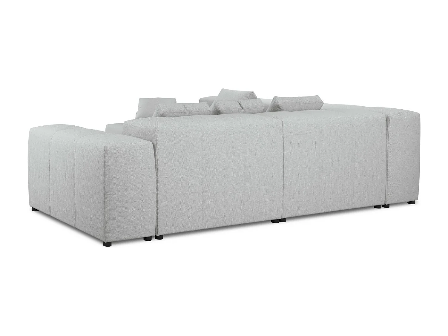 Cosmopolitan Design - Canapé d'angle symétrique modulable "Rome" 7 places en tissu structurel gris clair - 320x320x75cm