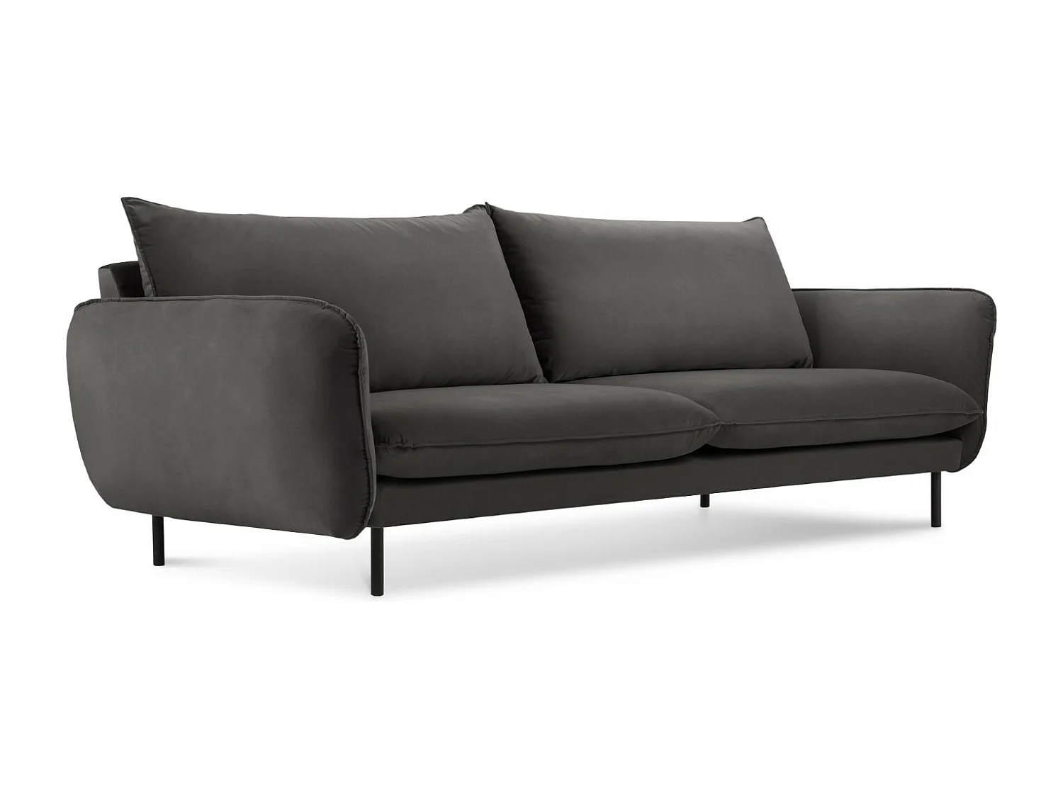 Cosmopolitan Design - Sofá "Vienna" 3 plazas de terciopelo gris oscuro - 200x92x95cm