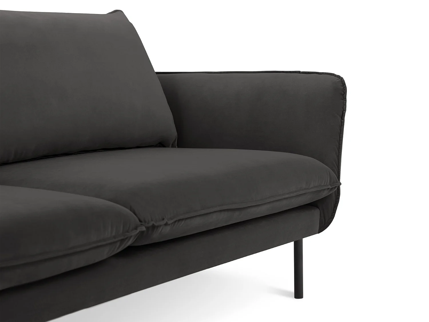 Cosmopolitan Design - Sofá "Vienna" 3 plazas de terciopelo gris oscuro - 200x92x95cm