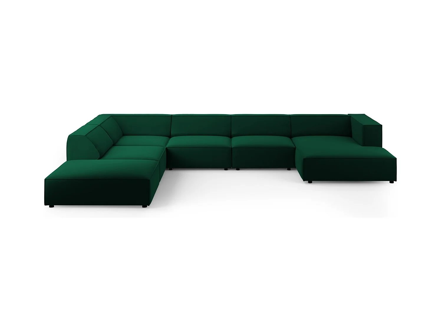 Cosmopolitan Design - Canapé d'angle gauche panoramique "Arendal" 7 places en velours vert bouteille - 364x262x70cm