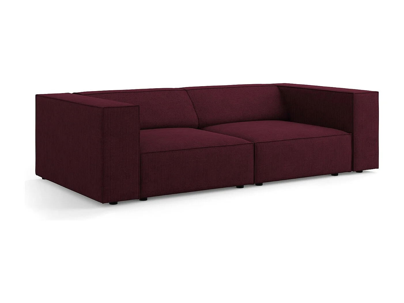 Cosmopolitan Design - 3-Sitzer Sofa "Arendal" aus Chenille-Stoff mit Rippeneffekt rubin - 204x102x70cm