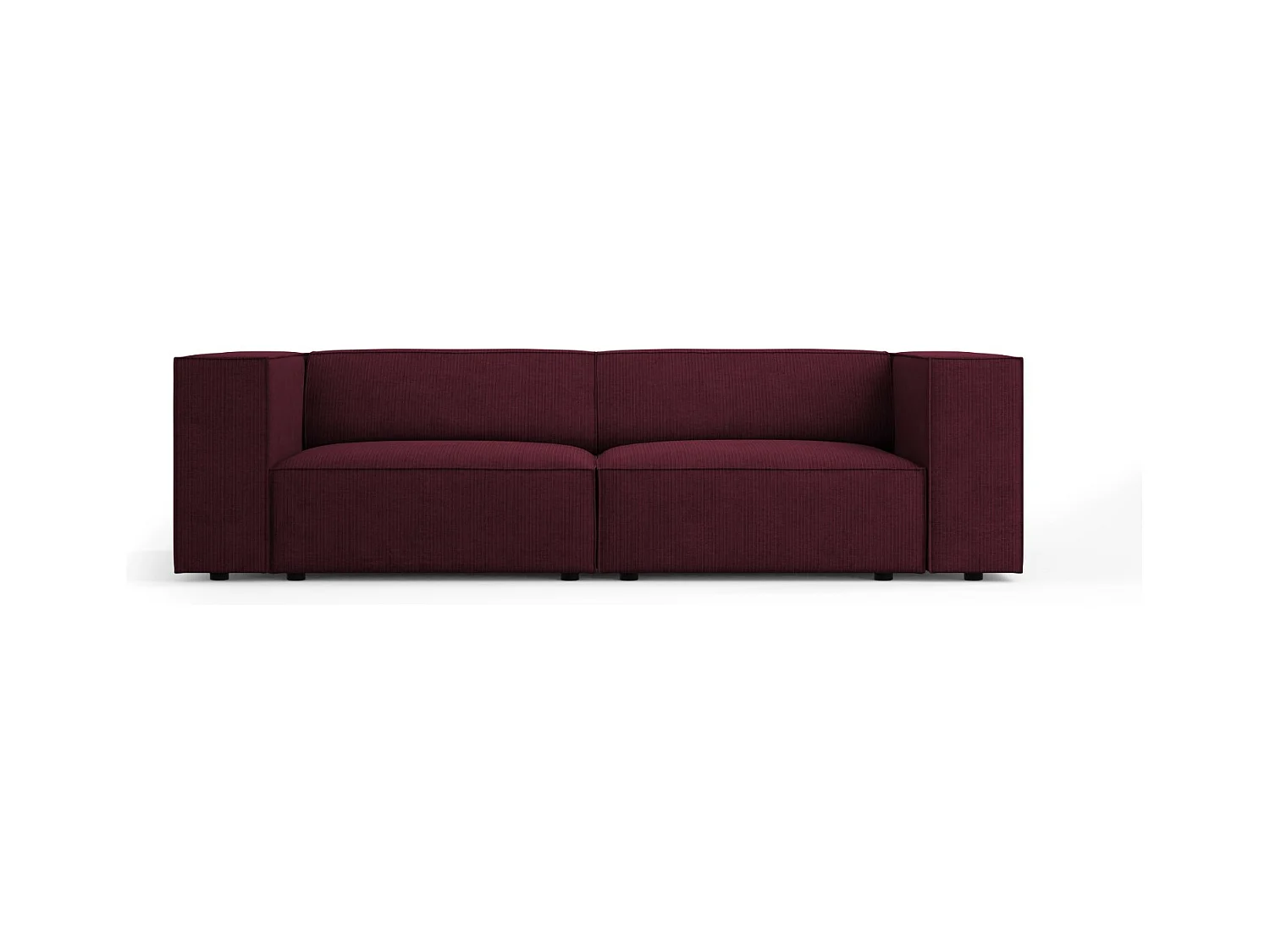 Cosmopolitan Design - Bank "Arendal" 3 zitplaatsen, Chenille met ribbeleffect, Robijn - 204x102x70cm