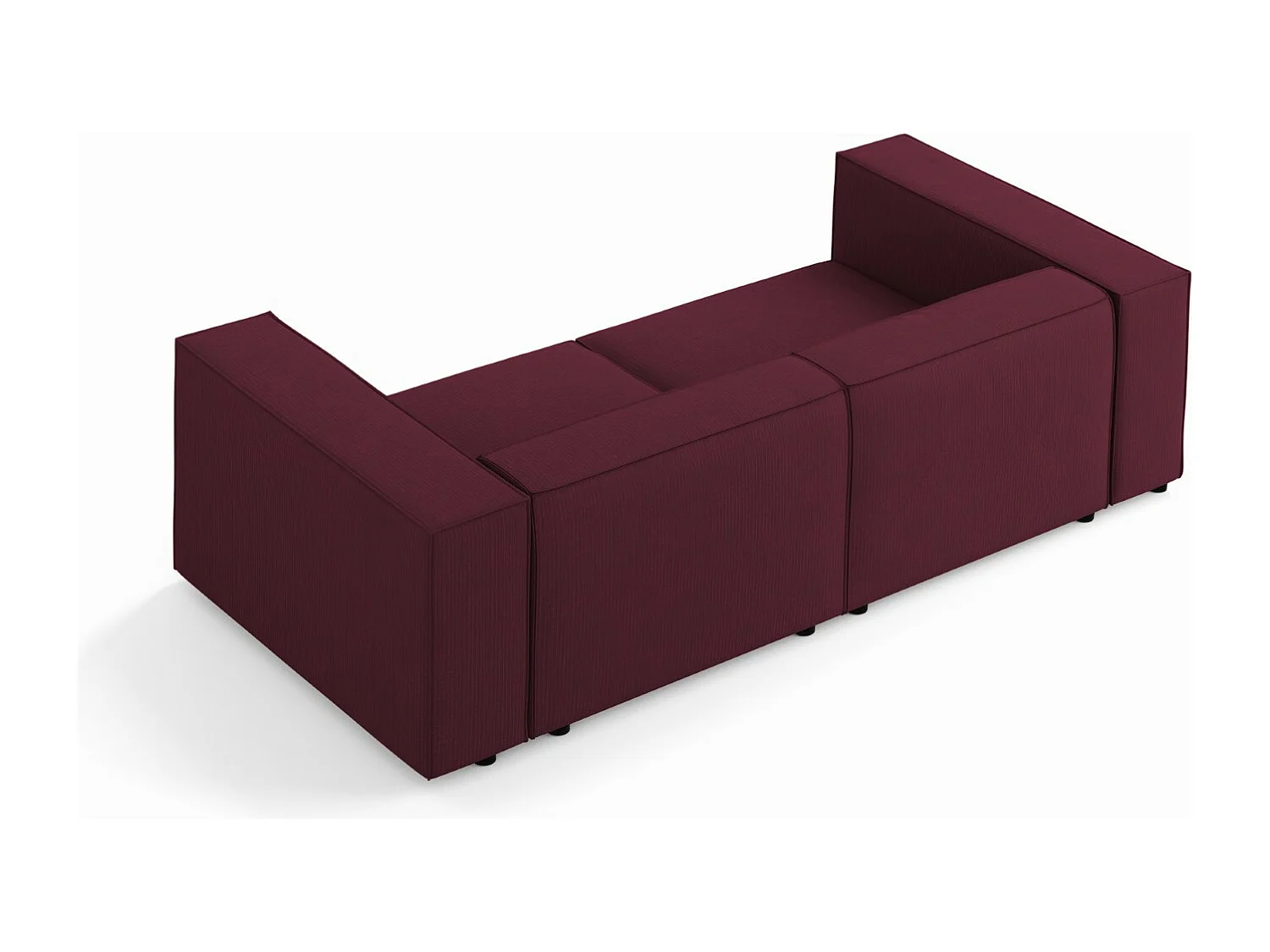 Cosmopolitan Design - Canapé "Arendal" 3 places en chenille avec un effet côtelé rubis - 204x102x70cm