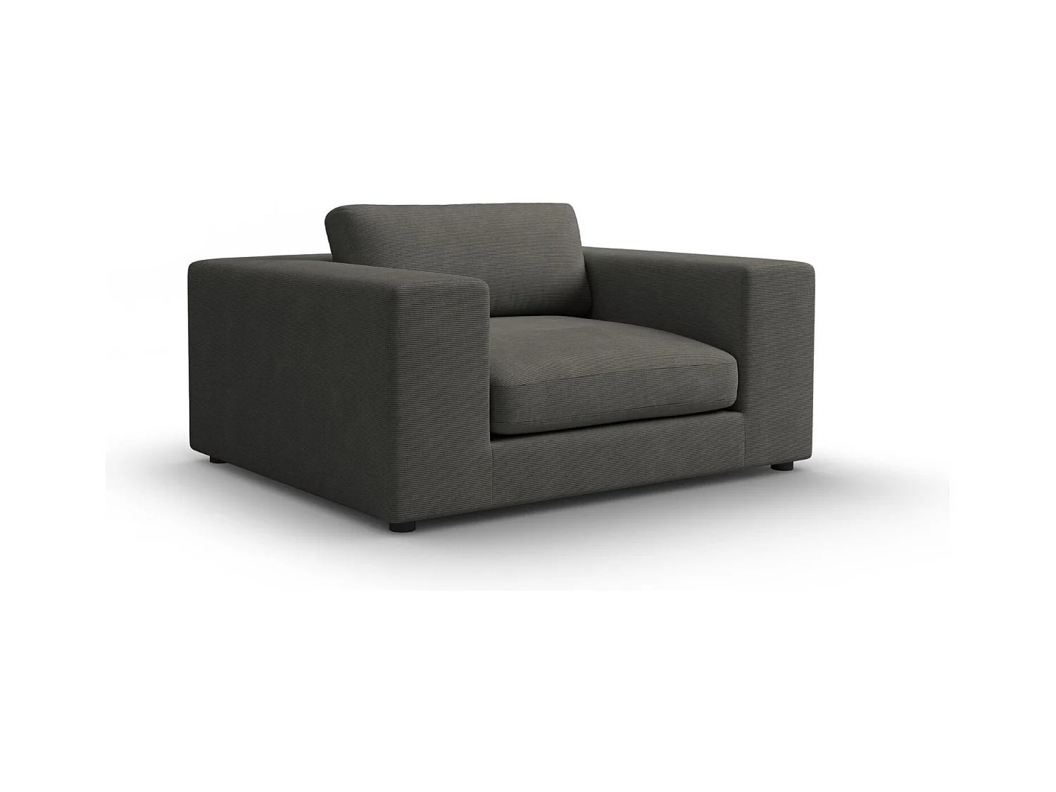 CXL by Christian Lacroix - Canapé "Tendance" 1,5 place en velours côtelé gris foncé - 156x122x72cm
