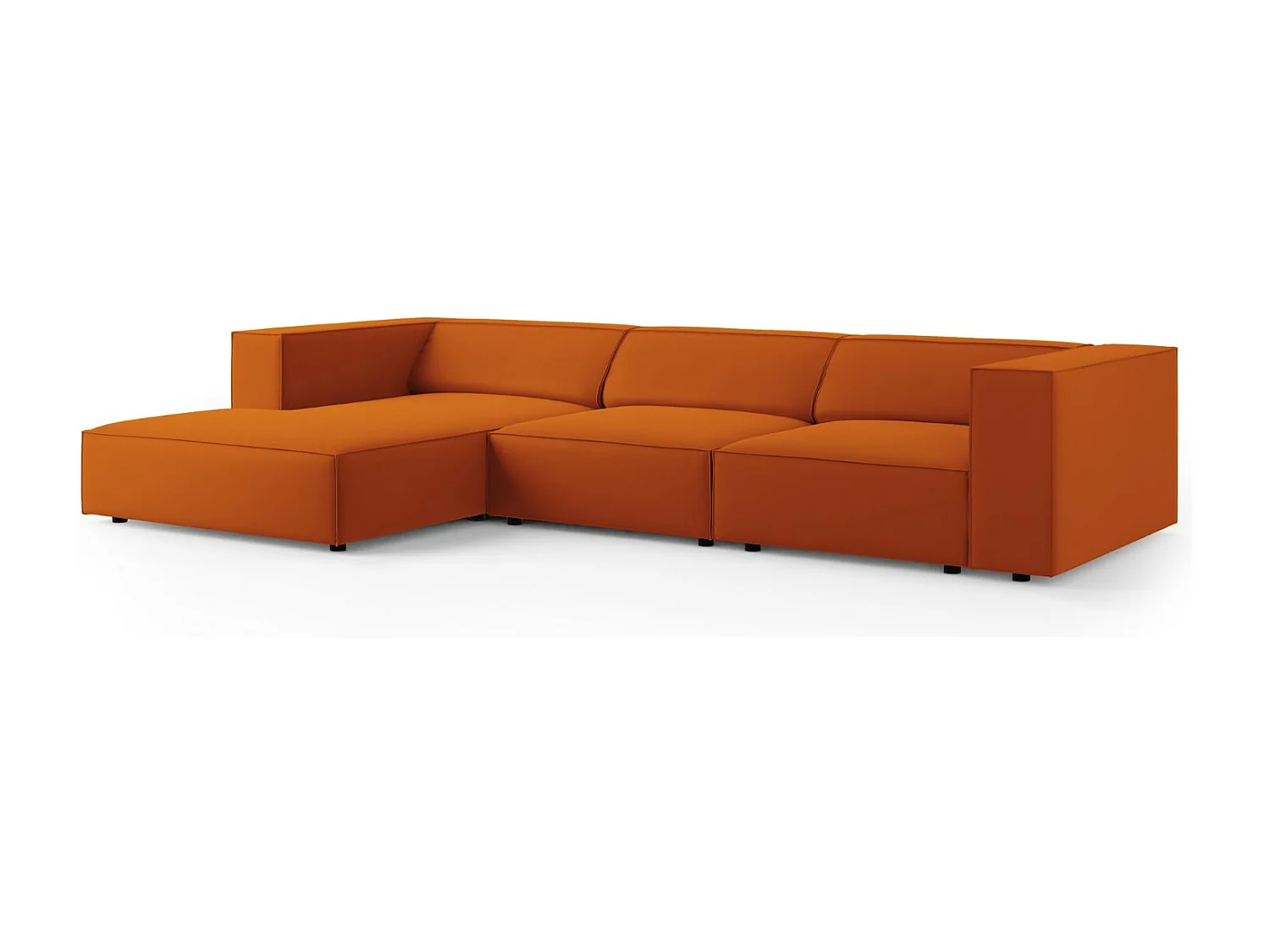 Cosmopolitan Design - Linker hoekbank "Arendal" 4 zitplaatsen, Flueel, Terracotta - 284x166x70cm