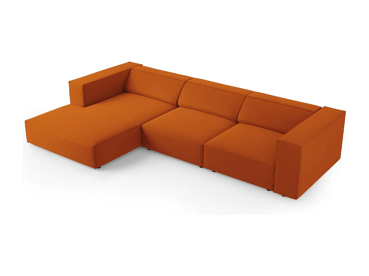 Cosmopolitan Design - Linker hoekbank "Arendal" 4 zitplaatsen, Flueel, Terracotta - 284x166x70cm