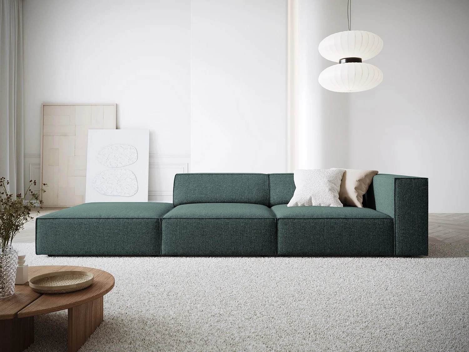 Cosmopolitan Design - Linker bank "Arendal" 4 zitplaatsen, Chenille, Olie - 262x102x70cm