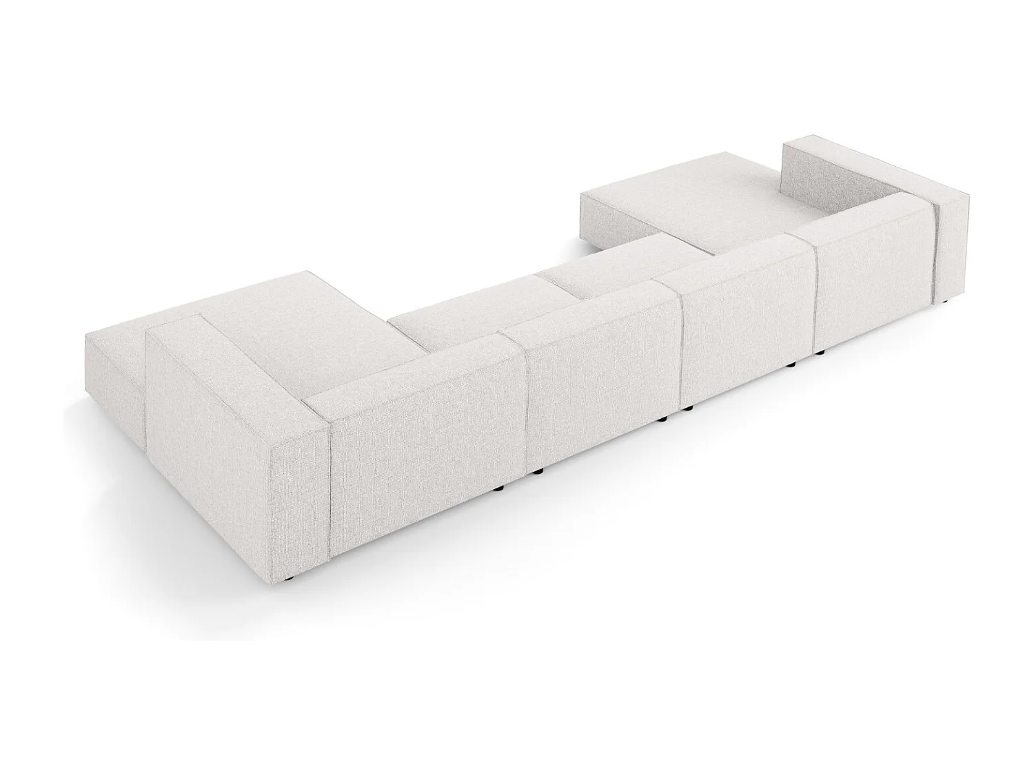 Cosmopolitan Design - Canapé panoramique "Arendal" 6 places en chenille gris clair - 364x166x70cm