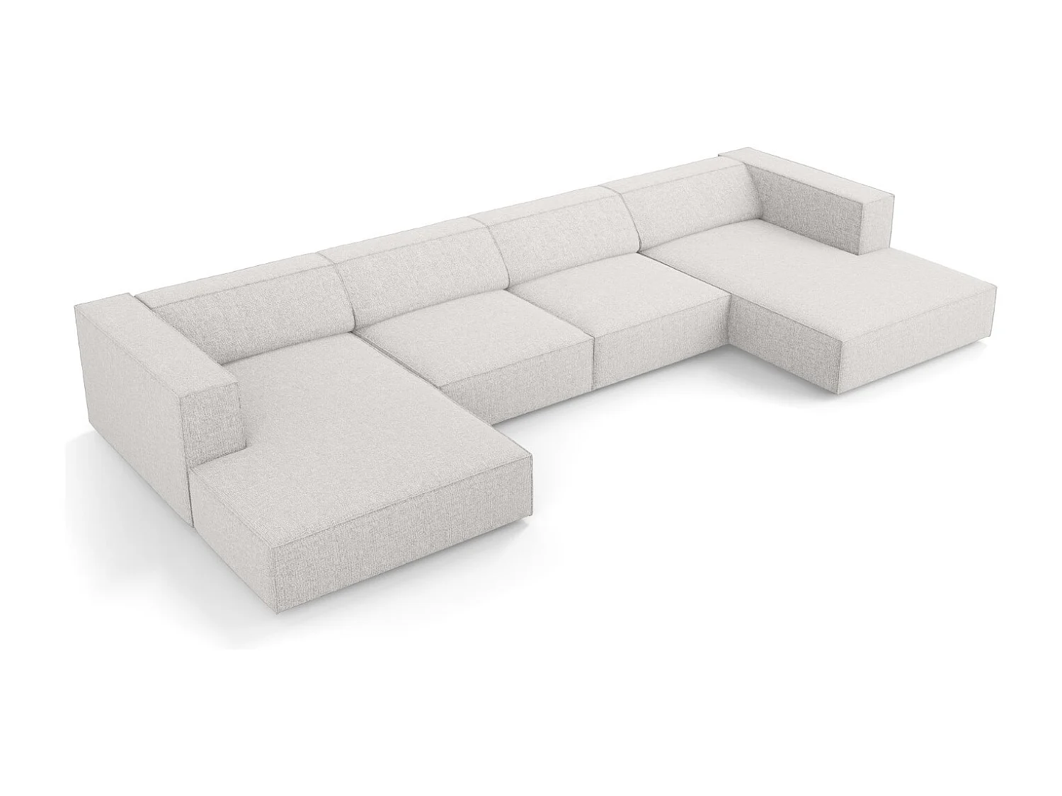 Cosmopolitan Design - Canapé panoramique "Arendal" 6 places en chenille gris clair - 364x166x70cm