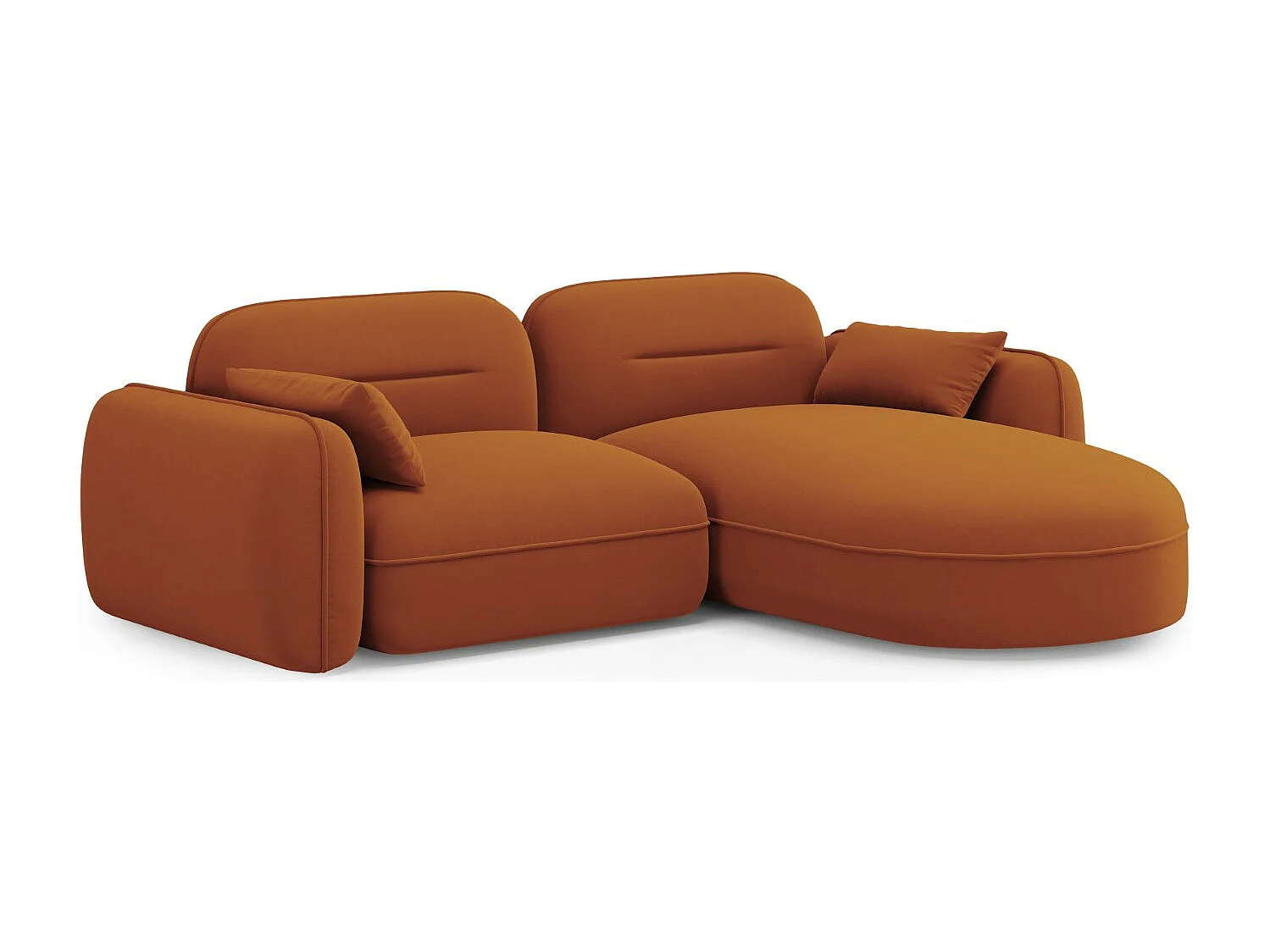 Cosmopolitan Design - 3-Sitzer modulares Ecksofa rechts "Sydney" aus Samt terrakotta - 230x165x70cm