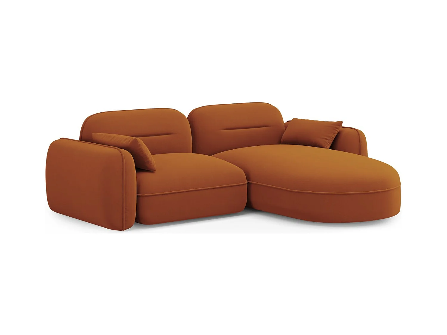 Cosmopolitan Design - Canapé d'angle droit modulable "Sydney" 3 places en velours terracotta - 230x165x70cm