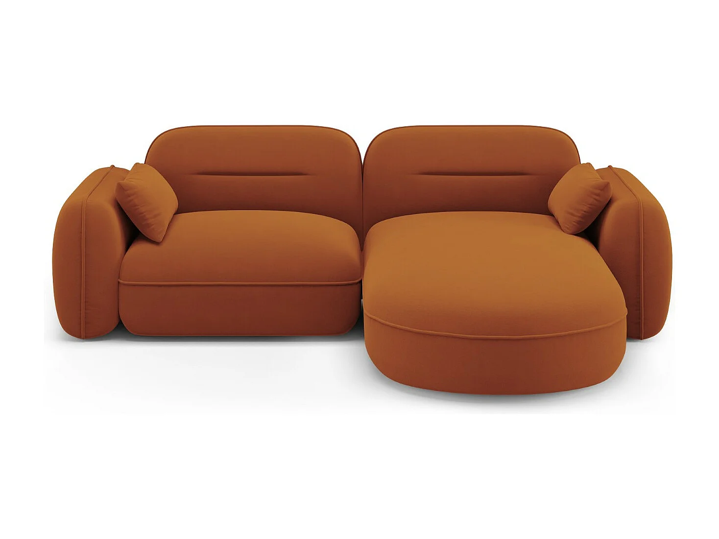 Cosmopolitan Design - Sofá modular de canto direito "Sydney" 3 lugares em veludo terracota - 230x165x70cm