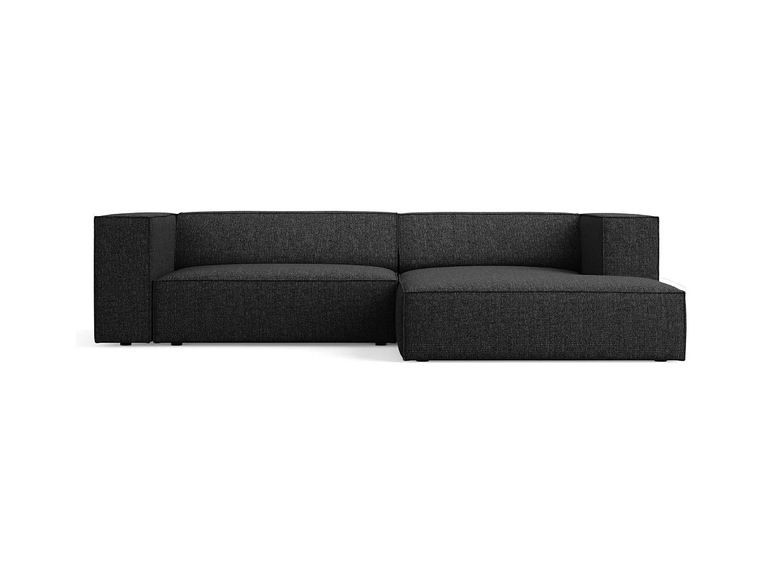 Cosmopolitan Design - Rechter hoekbank "Arendal" 3 zitplaatsen, Chenille, Zwart - 224x166x70cm