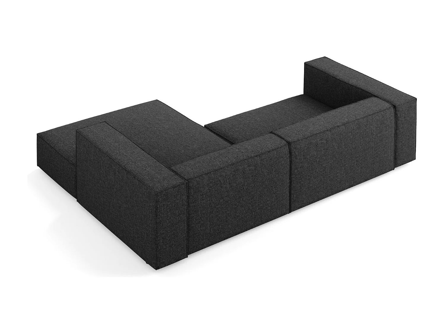 Cosmopolitan Design - Canapé d'angle droit "Arendal" 3 places en chenille noir - 224x166x70cm