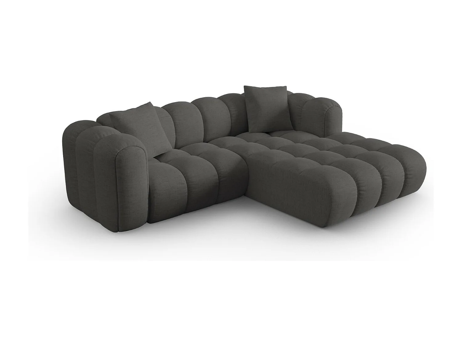 CXL by Christian Lacroix - Narożnik prawy panoramiczny, "Clotilde" 3 miejsca tkanina strukturalna, szary - 187x190x70cm