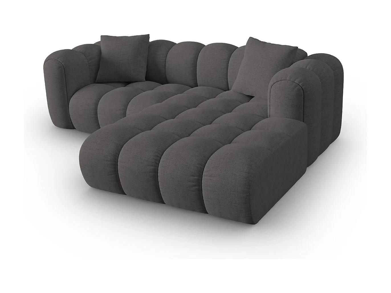 CXL by Christian Lacroix - Narożnik prawy panoramiczny, "Clotilde" 3 miejsca tkanina strukturalna, szary - 187x190x70cm