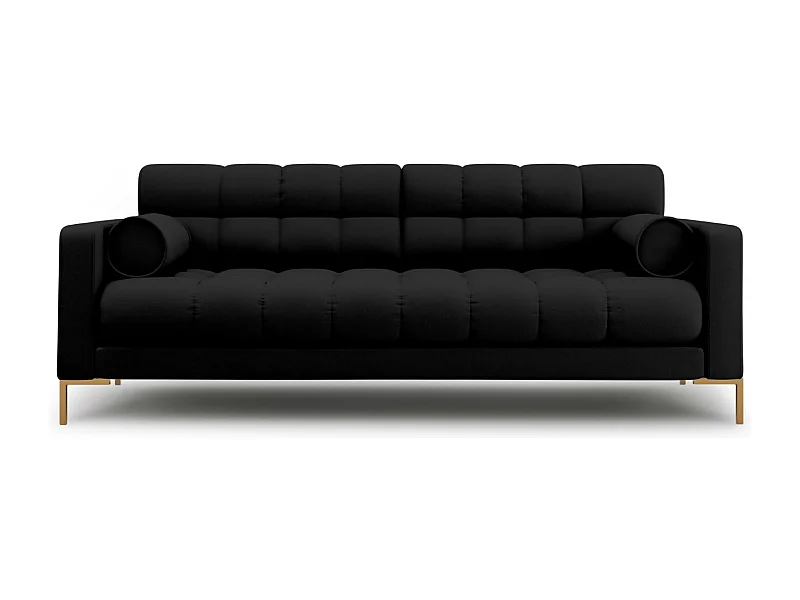 Cosmopolitan Design - Bank "Bali" 3 zitplaatsen, Structurele stof, Zwart - 177x92x75cm