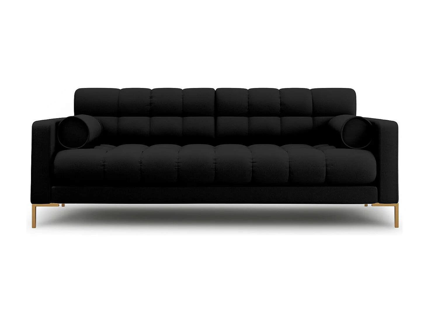 Cosmopolitan Design - Bank "Bali" 3 zitplaatsen, Structurele stof, Zwart - 177x92x75cm
