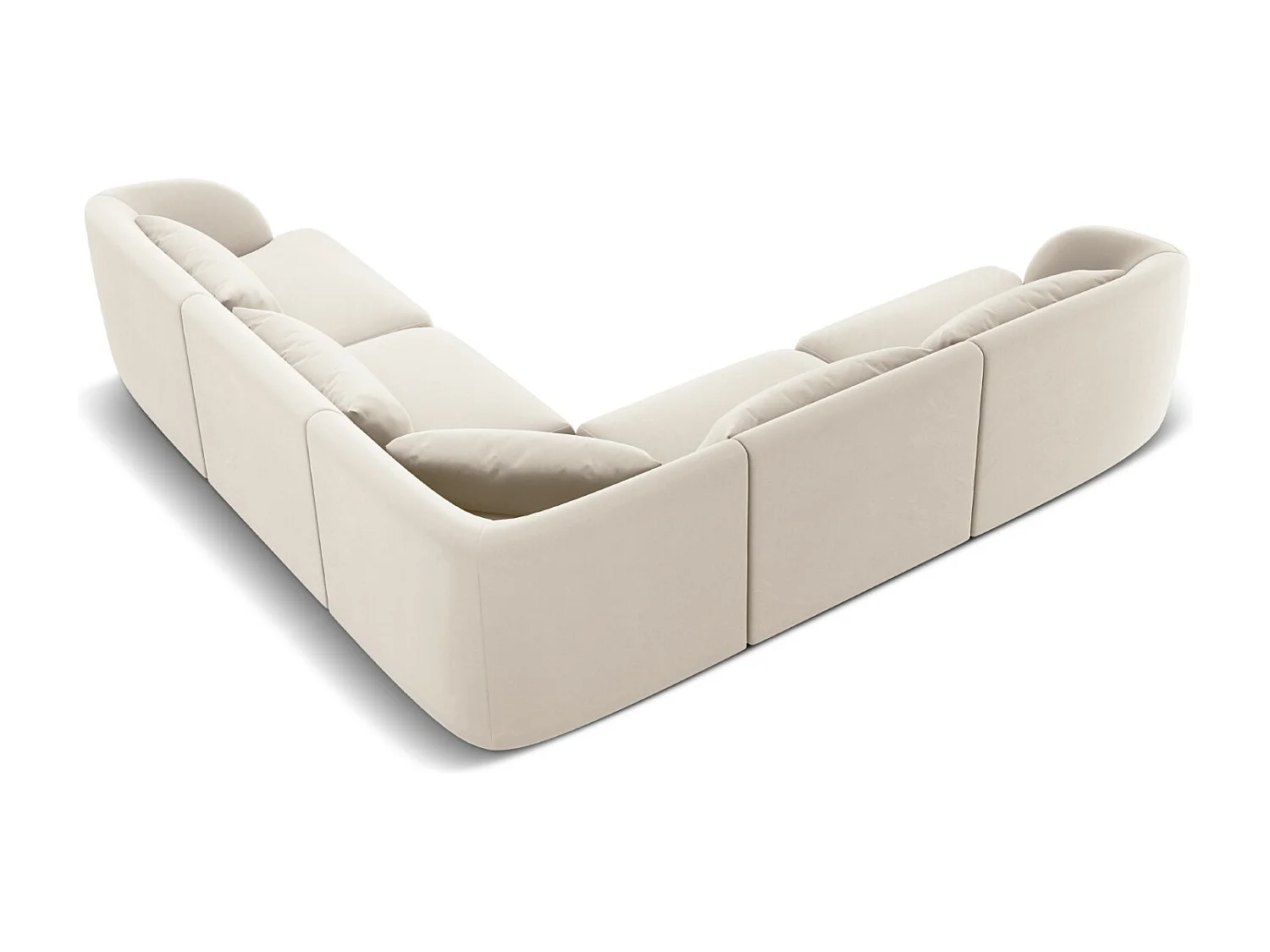 Cosmopolitan Design - Symmetrische hoekbank "Tulum" 5 zitplaatsen, Flueel, Lichtbeige - 255x255x70cm