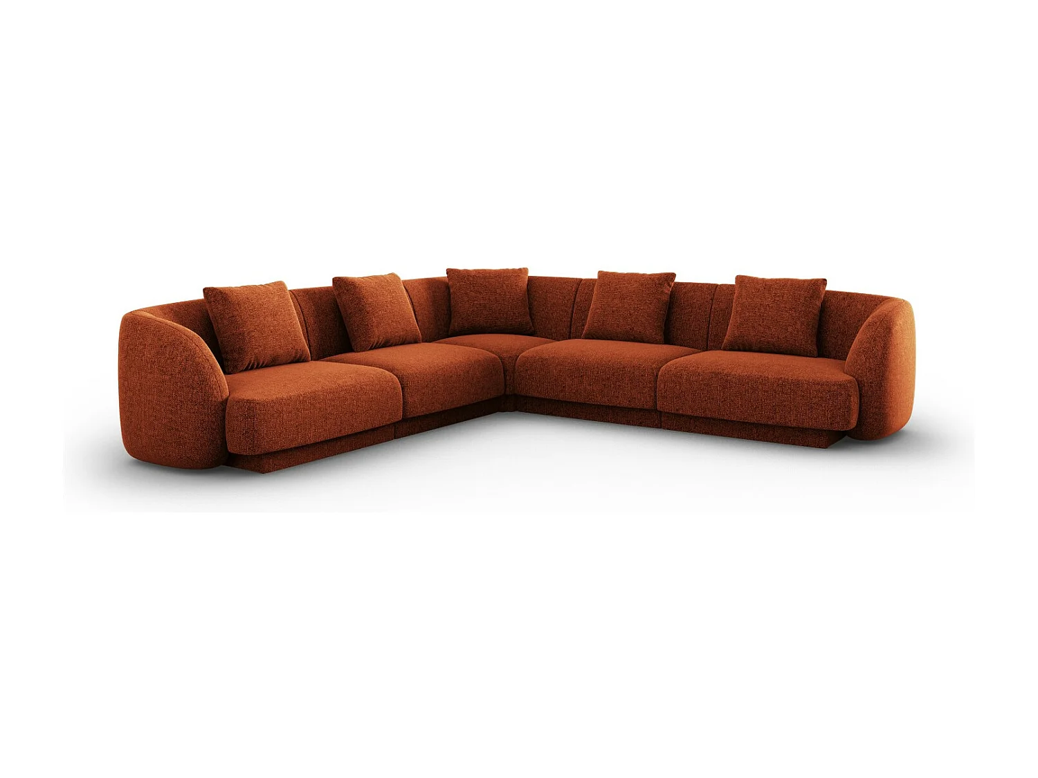 Cosmopolitan Design - 5-Sitzer wendbares Ecksofa "Tulum" aus Chenille-Stoff terrakotta - 255x255x70cm
