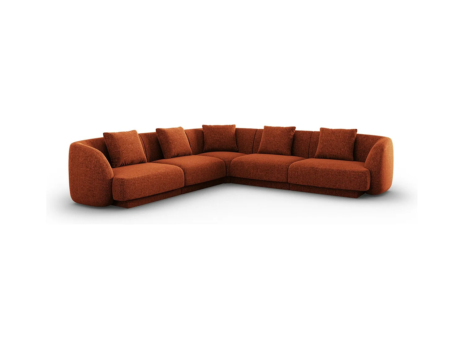 Cosmopolitan Design - Canapé d'angle symétrique "Tulum" 5 places en chenille terracotta - 255x255x70cm