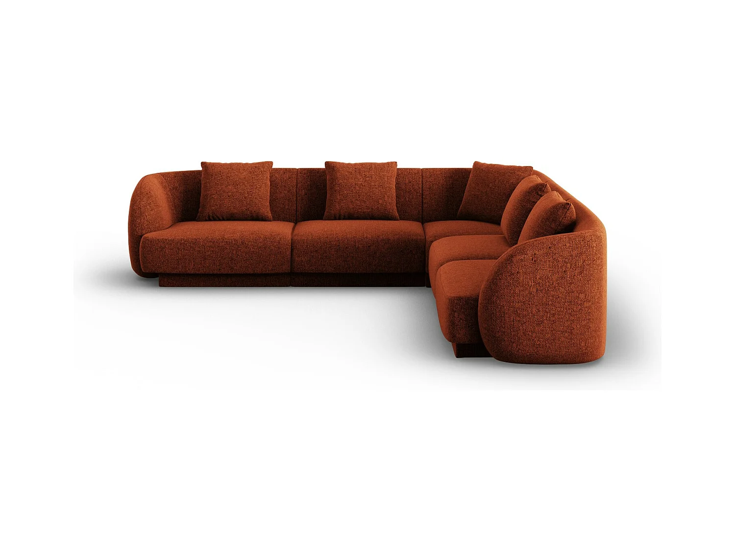 Cosmopolitan Design - Canapé d'angle symétrique "Tulum" 5 places en chenille terracotta - 255x255x70cm
