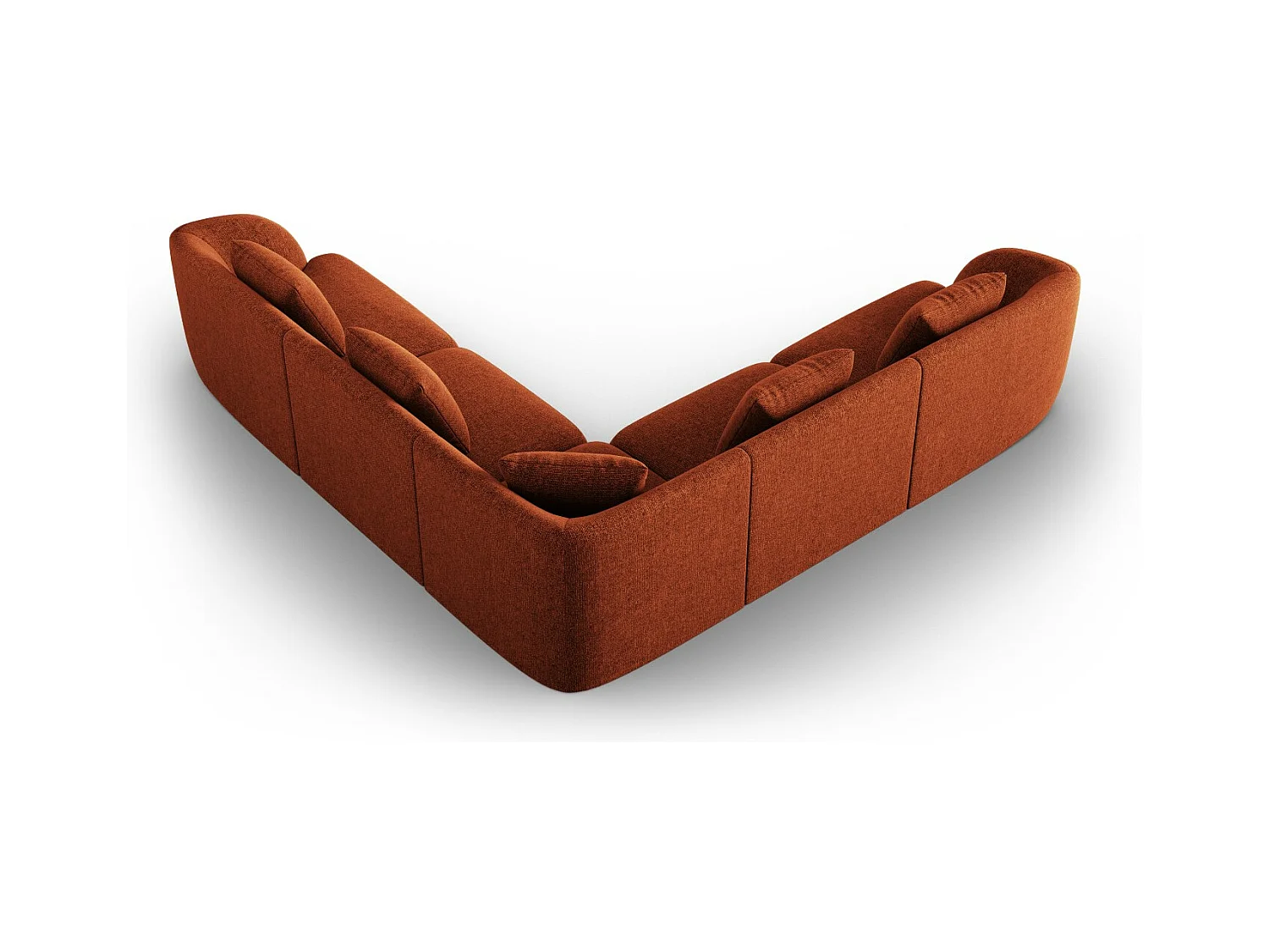 Cosmopolitan Design - Canapé d'angle symétrique "Tulum" 5 places en chenille terracotta - 255x255x70cm