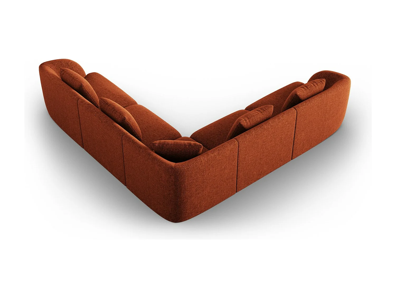 Cosmopolitan Design - Sofá de canto simétrico "Tulum" 5 lugares em tecido chenille terracota - 255x255x70cm