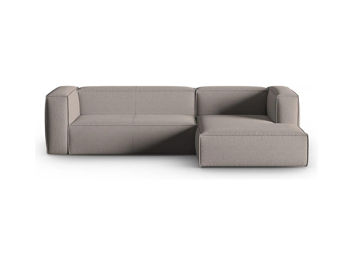Cosmopolitan Design - Canapé d'angle droit "Mackay" 4 places en velours structuré cappuccino - 282x166x73cm