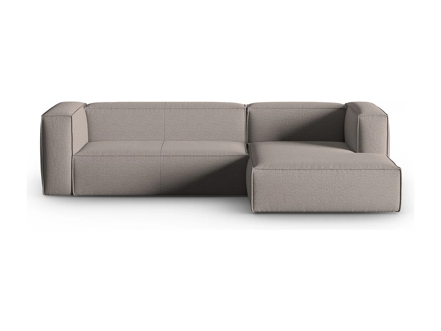 Cosmopolitan Design - Sofá de canto direito "Mackay" 4 lugares em veludo estruturado cappuccino - 282x166x73cm