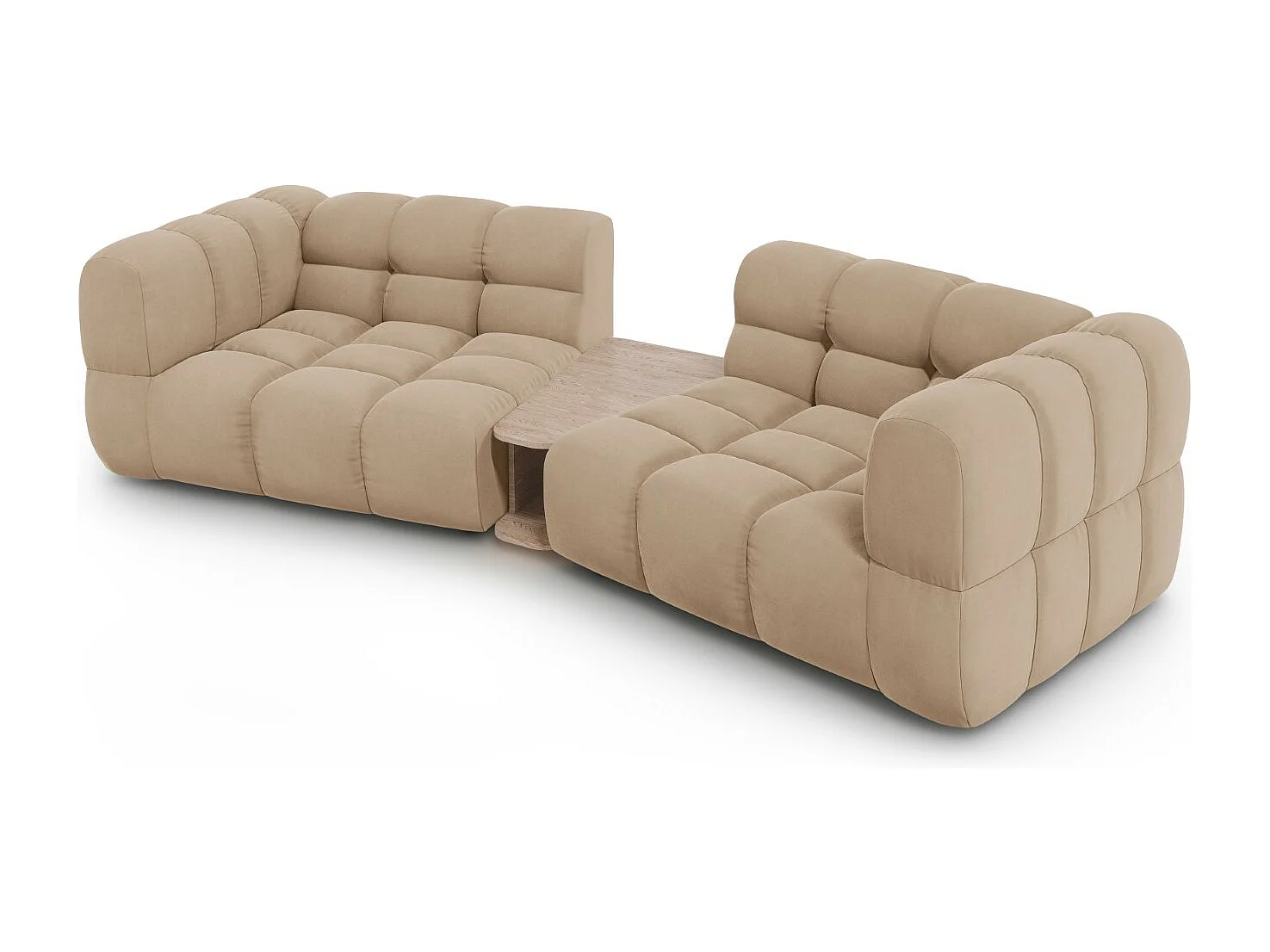 Cosmopolitan Design - Sofa modułowa, "Sky" 2 miejsca welur, piasek - 280x148x75cm
