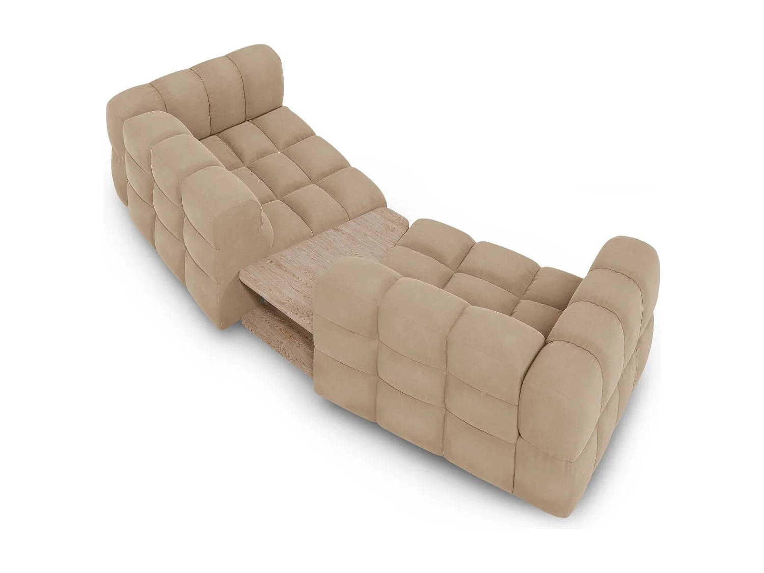 Cosmopolitan Design - Sofá modular "Sky" 2 lugares em veludo areia - 280x148x75cm