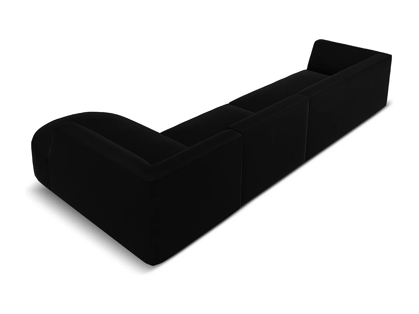 CXL by Christian Lacroix - Sofá esquinero derecho "Charles" 5 plazas de terciopelo negro - 366x180x69cm