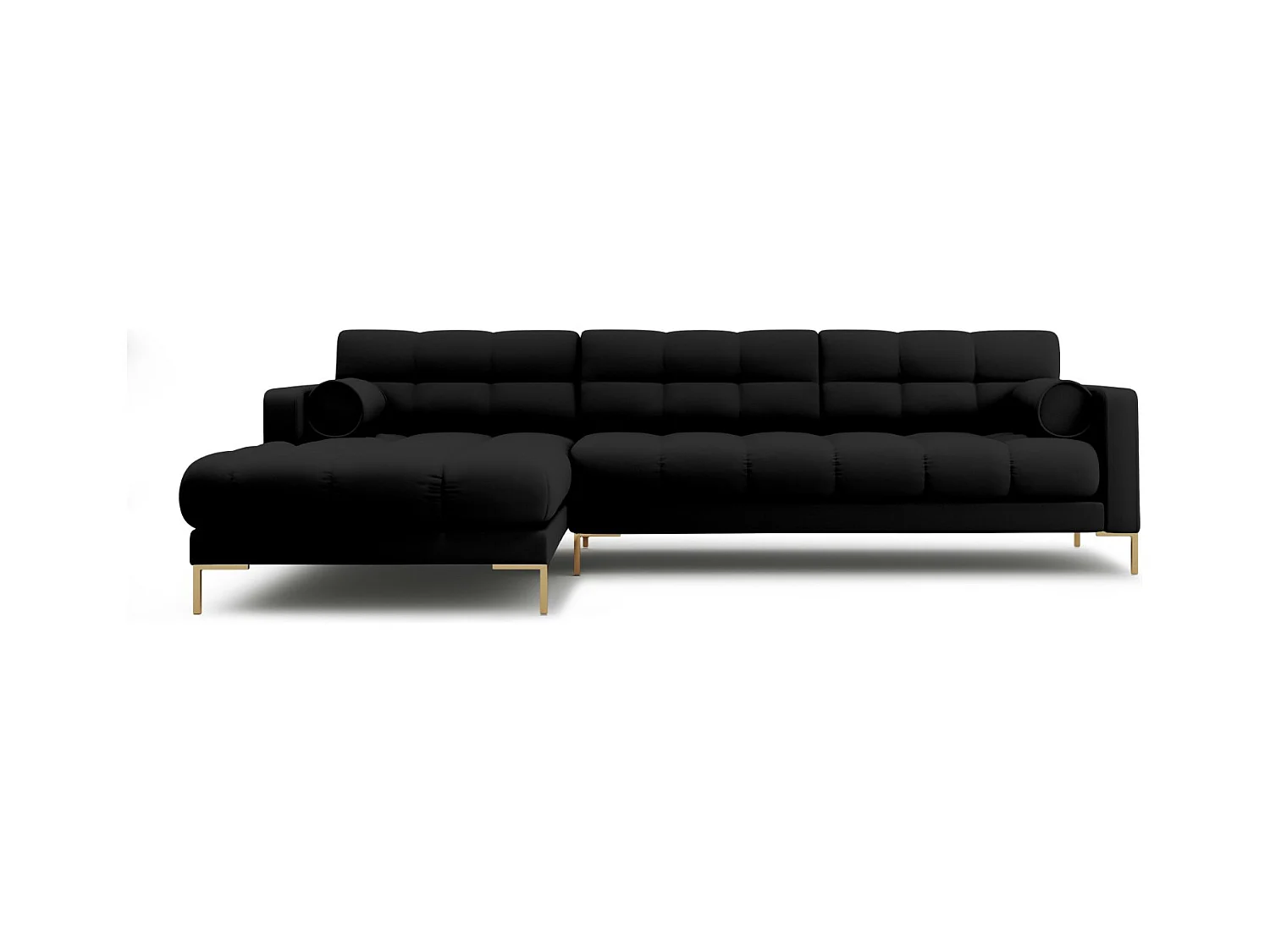 Cosmopolitan Design - Canapé d'angle gauche "Bali" 5 places en tissu structurel noir - 293x185x75cm