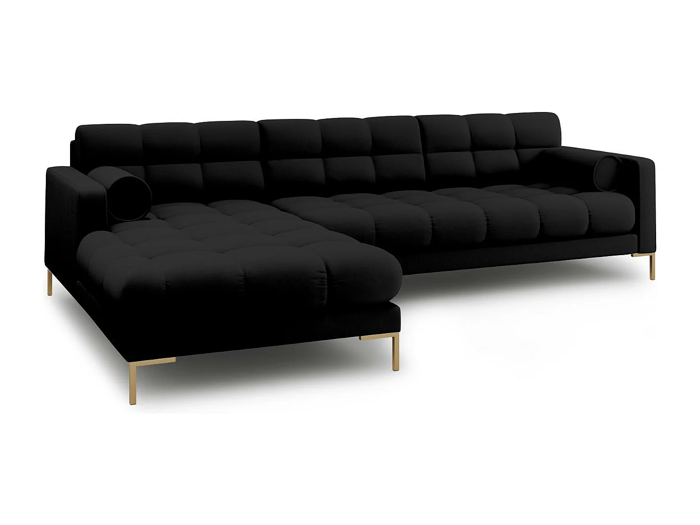 Cosmopolitan Design - Sofá de canto esquerdo "Bali" 5 lugares em tecido estrutural preto - 293x185x75cm