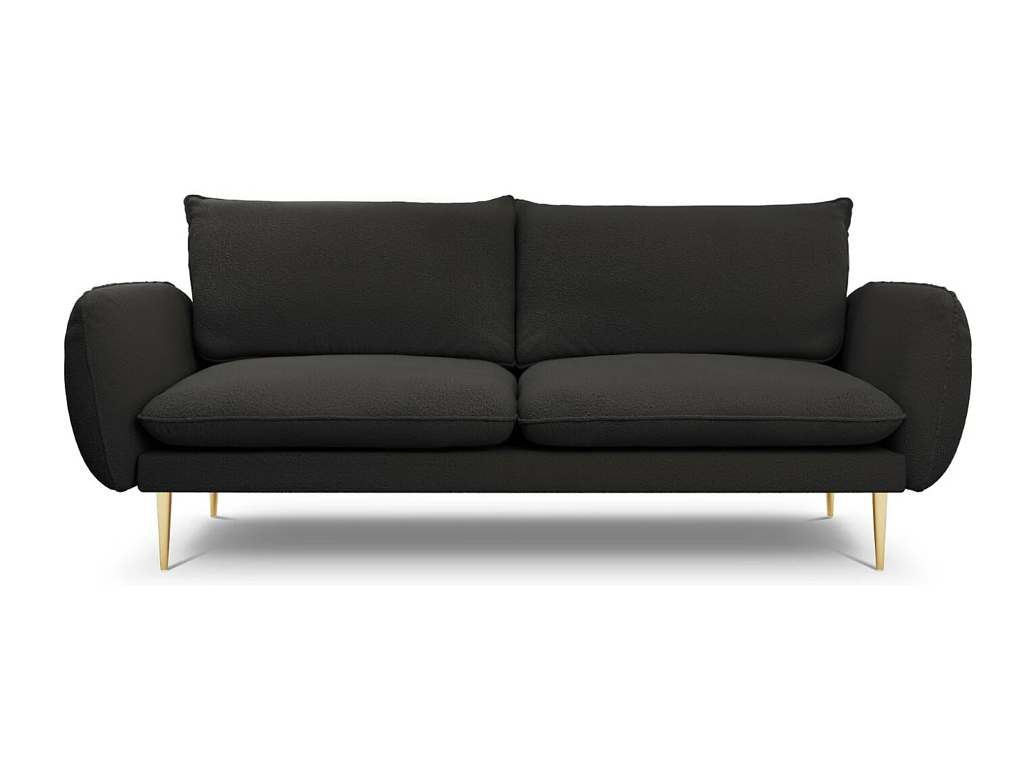 Cosmopolitan Design - Divano "Vienna" 3 posti in bouclé nero - 200x92x95cm