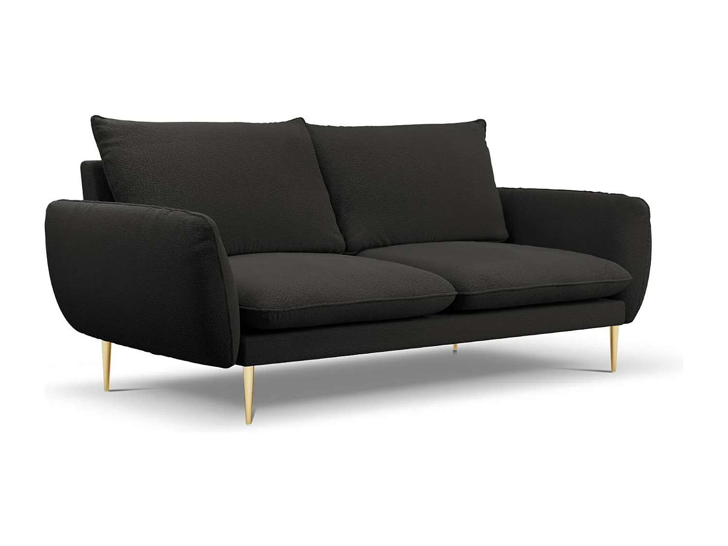 Cosmopolitan Design - Divano "Vienna" 3 posti in bouclé nero - 200x92x95cm